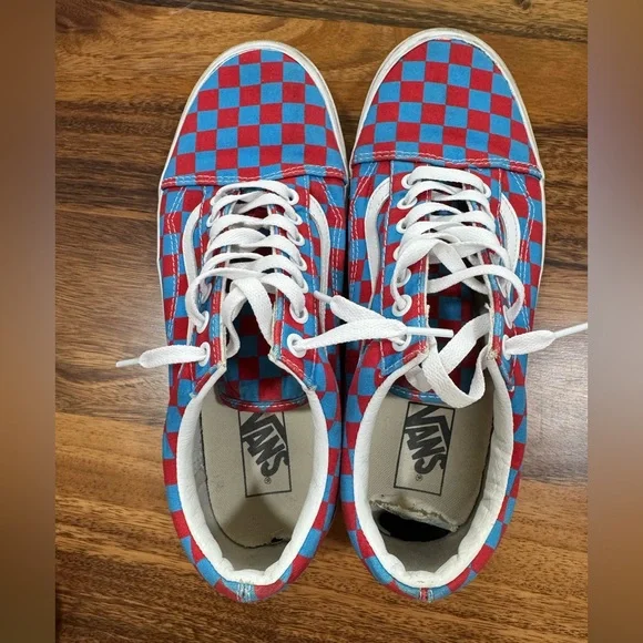 Vans Men’s Red and Blue Checkered Shoes size 9.5 - Picture 4 of 9